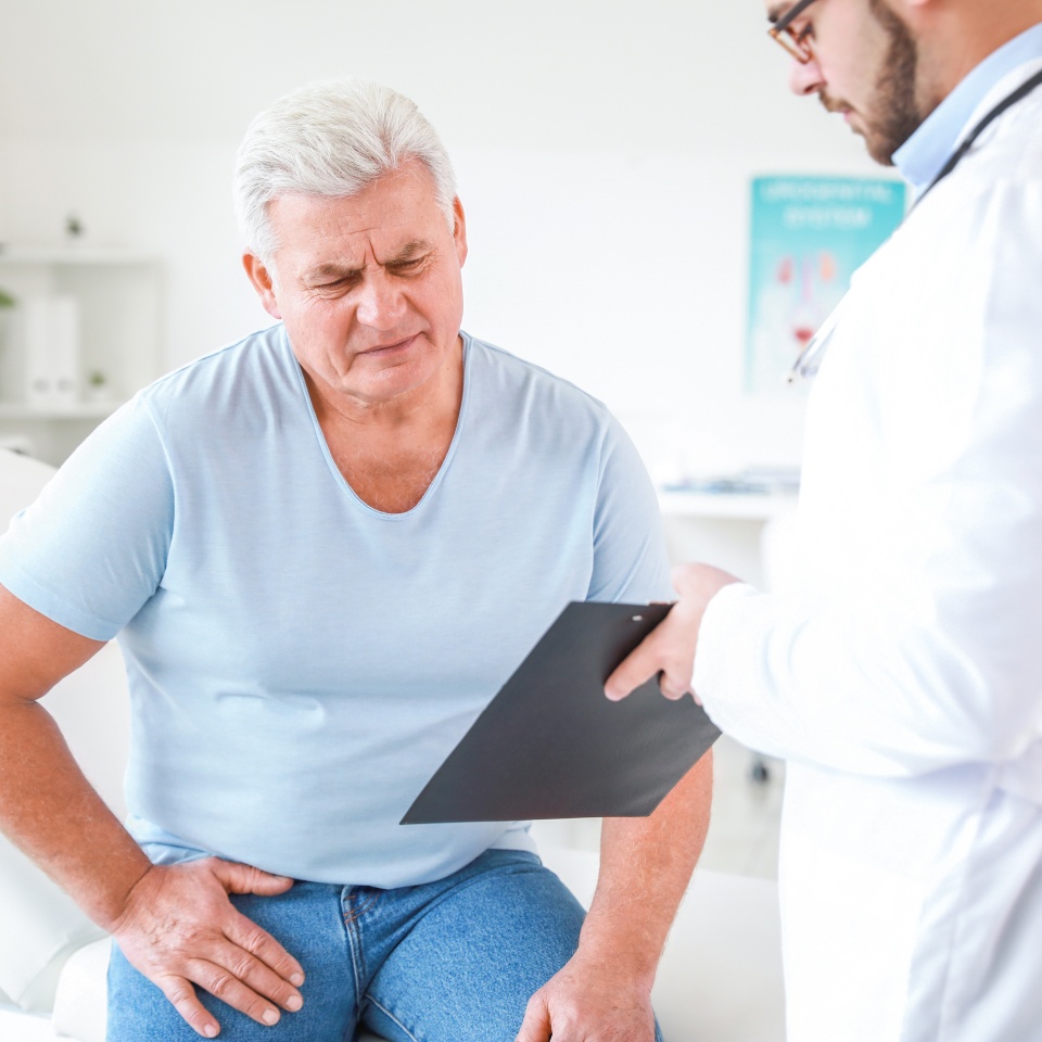 Mature man visiting urologist in clinic