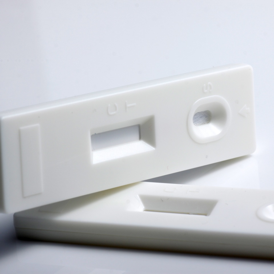 Close up shot of white rapid test cassette that used for medical screening purpose