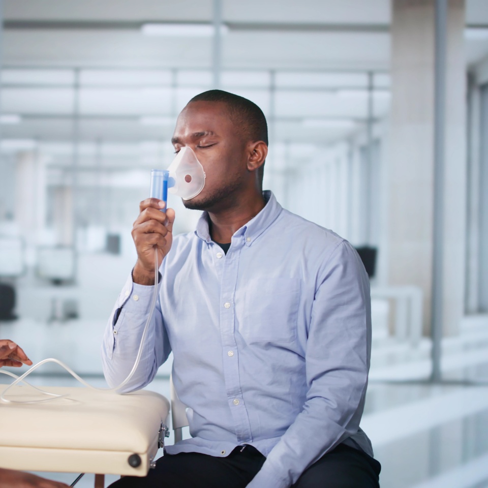 Asthma COPD Breath Nebulizer And Mask Given By Doctor Or Nurse